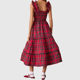Christmas Plaid Ruffle Party Dress